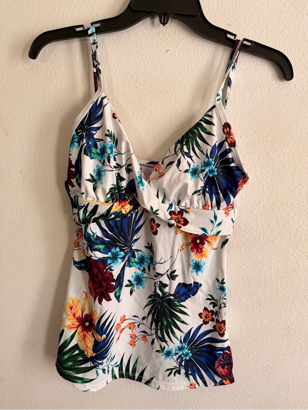 Tropical Floral One-Piece Swimsuit Tank - White Multi